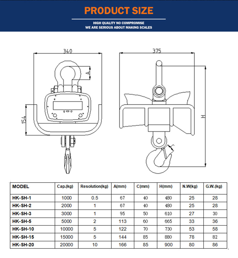 HK-SH Strong Anti-superlibe Electronic Digital Hanging Crane Scale Santwell 11