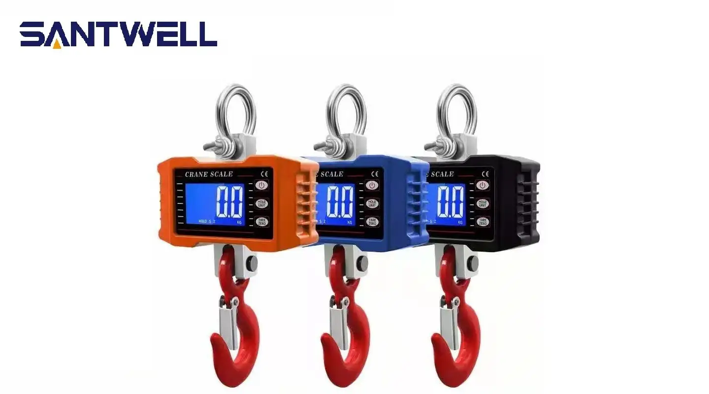 HK-154C Aluminum Alloy High Precision Blue orange black Backlit Lcd Display Custom Digital Hook Weighing Scale santwell 1