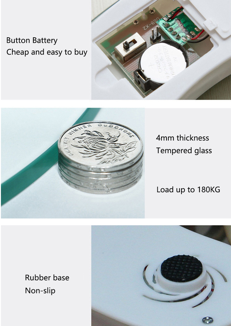 BS-518A Material de vidrio doméstico Pantalla LCD LCD Electrónica Digital Multifunción Escala de peso corporal Multifunción Escala de baño Santwell 9