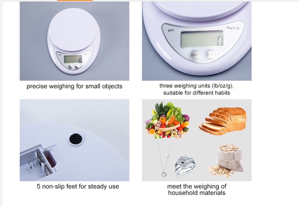 KS-208 Nuevo diseño Pantalla LCD LCD Peso portátil Pesaje de 5 kg Escala de cocina Santwell Santwell 16