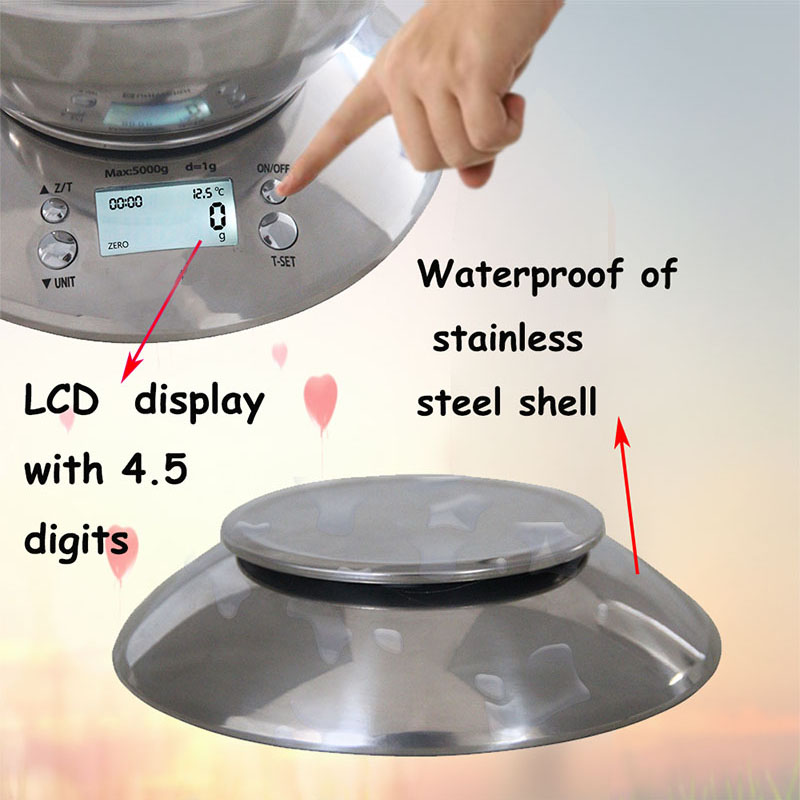 KS-207 Diseño de moda LCD Display de acero inoxidable Escala de cocina de cocina multifuncional de acero inoxidable Santwell 12