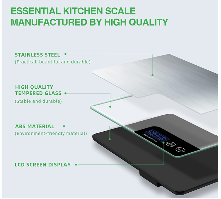 Pantalla de pantalla LCD KS-204 Pantalla multifuncional de escala de cocina recargable a escala mayorista de cocina Santwell 10