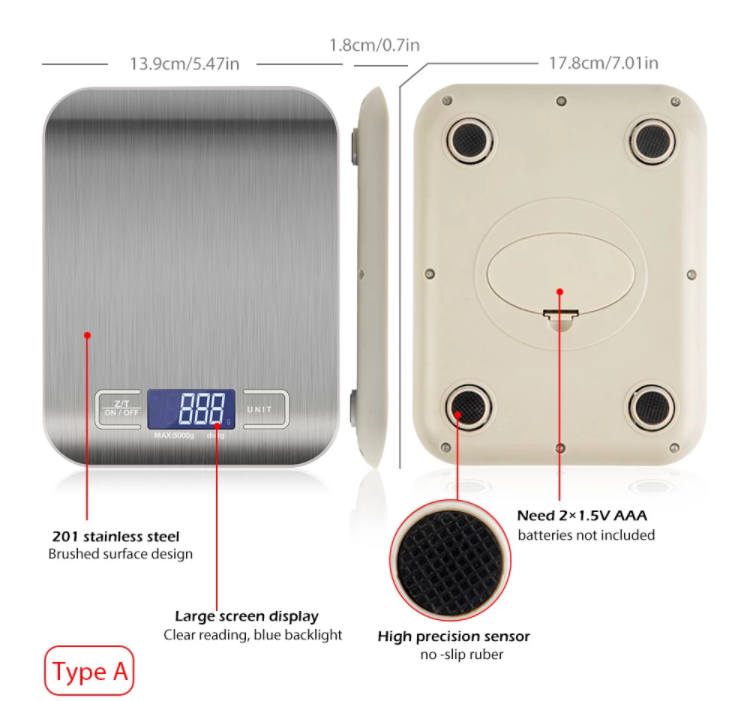 KS-202 Sturdy Electronic Electronic Digital 10 kg de acero inoxidable a escala de cocina de pesaje de pesaje Santwell 16
