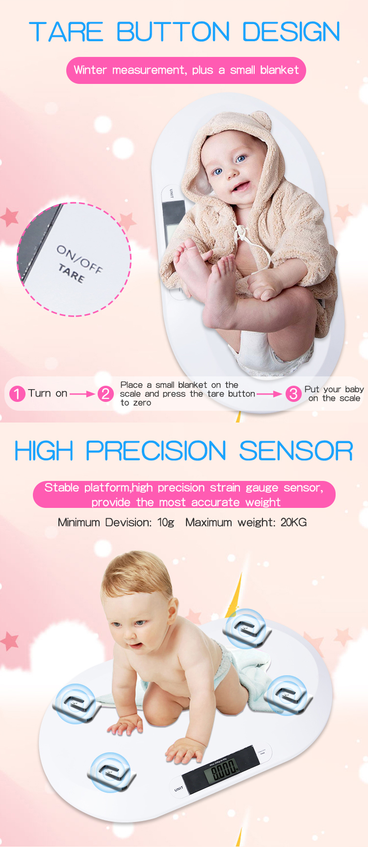 BBS-606 Medir el peso de la alimentación Indicación baja de la batería Escala digital de pesaje Baby Escala de baño electrónica Santwell 11