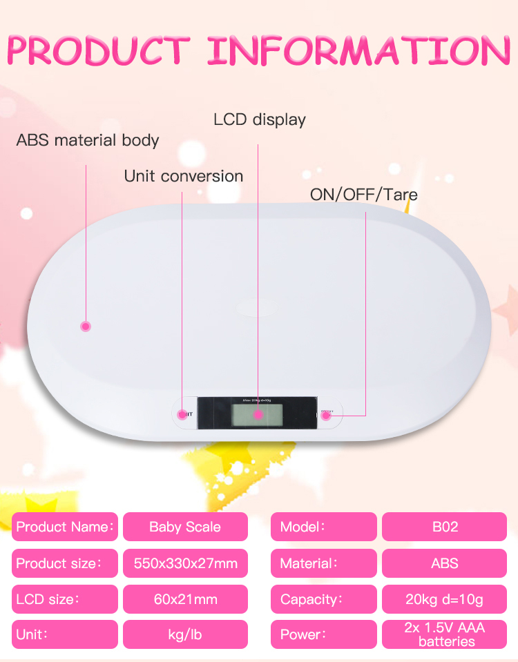 BBS-606 Medir el peso de la alimentación Indicación baja de la batería Escala digital de pesaje Baby Escala de baño electrónica Santwell 12
