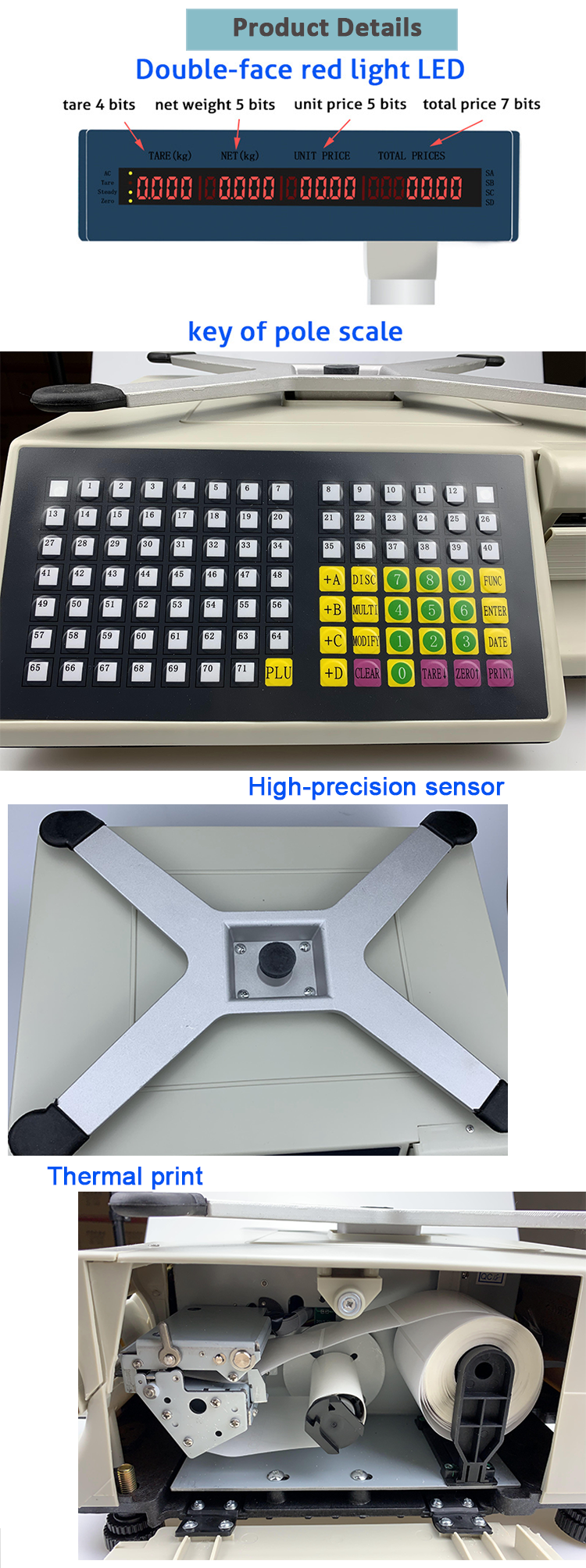 TM-A con la impresora LED/LCD Double Supant Supermarket Supermarket System System Cashier Precking Escala de computación Santwell 16