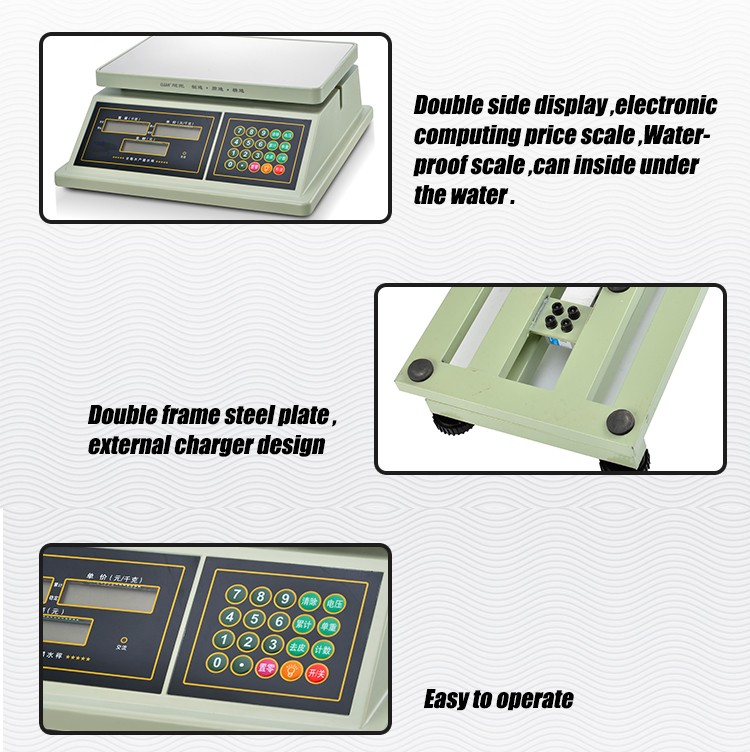 PS-832 Al por mayor de 15k-30k-30 kg de gama impermeable que pesa el precio de la caja registradora de precio de la caja registradora escala de computación Santwell 15