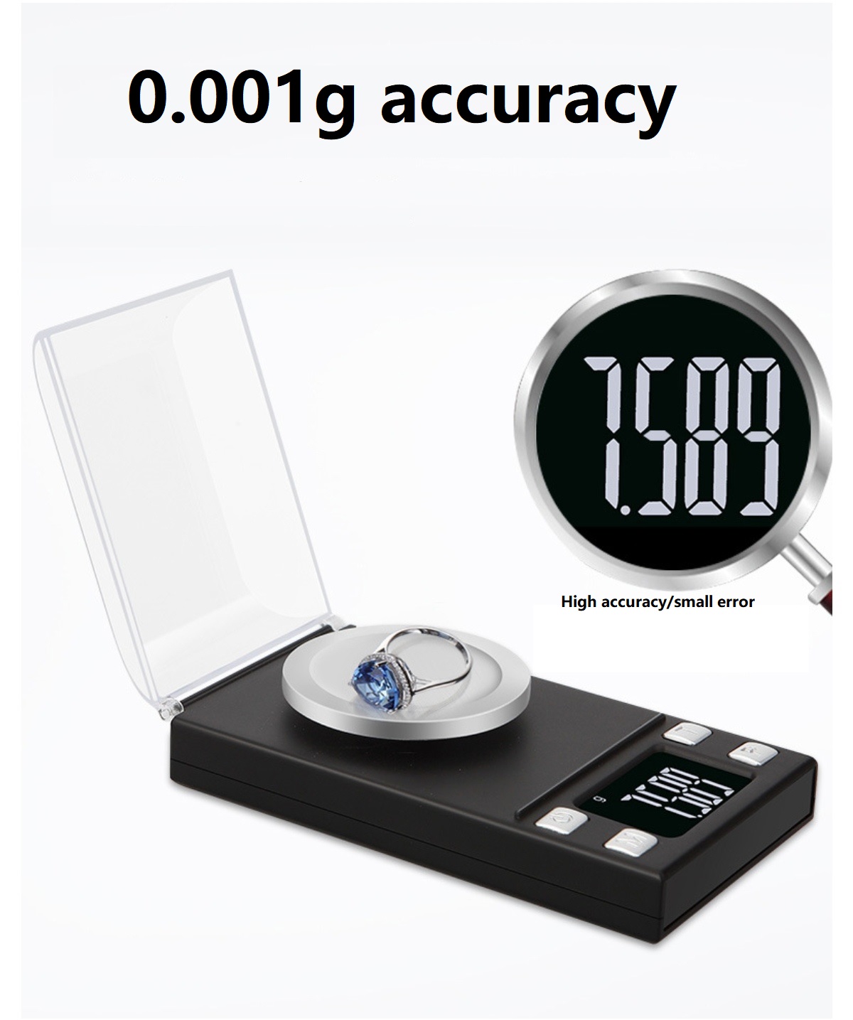 PS-118 Escala de bolsillo 0.001 Escamas de joyería de equilibrio de peso con bandeja y tapa del polvo Escala de joyería Santwell 16