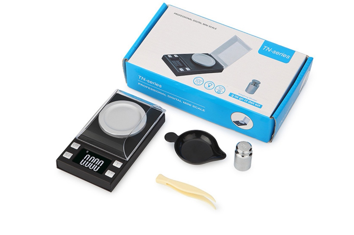 PS-118 Escala de bolsillo 0.001 Escamas de joyería de equilibrio de peso con bandeja y tapa del polvo Escala de joyería Santwell 20