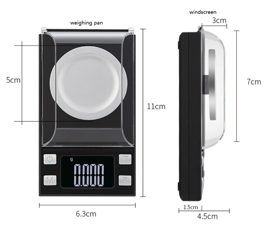 PS-118 Escala de bolsillo 0.001 Escamas de joyería de equilibrio de peso con bandeja y tapa del polvo Escala de joyería Santwell 19