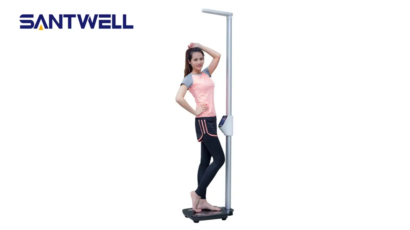 HW-210 Multifunctional Body Fat Calorie Moisture Muscle Aviation Aluminum Digital Human Height Weighing Scales Santwell 1