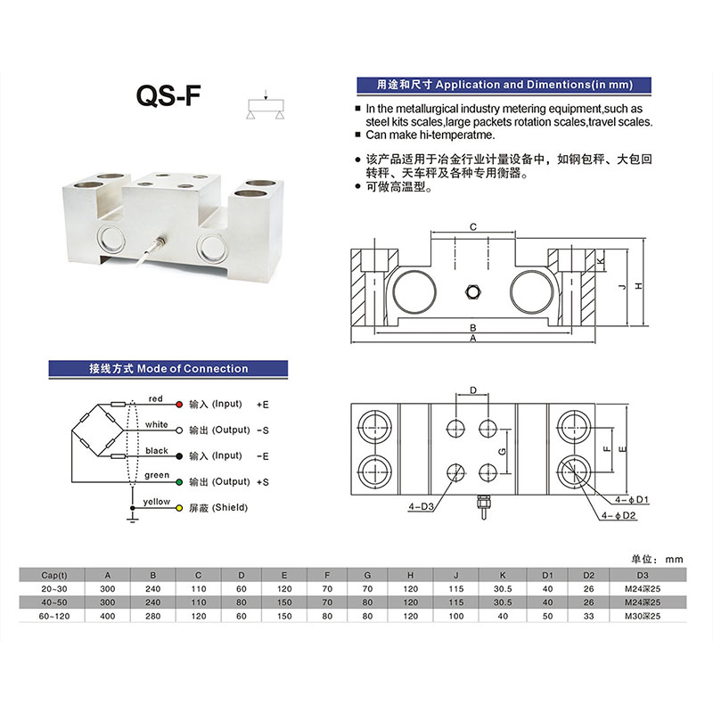 Escamas de kits de acero QS-F Celular de carga de haz de cizallamiento de doble extremo Santwell 12
