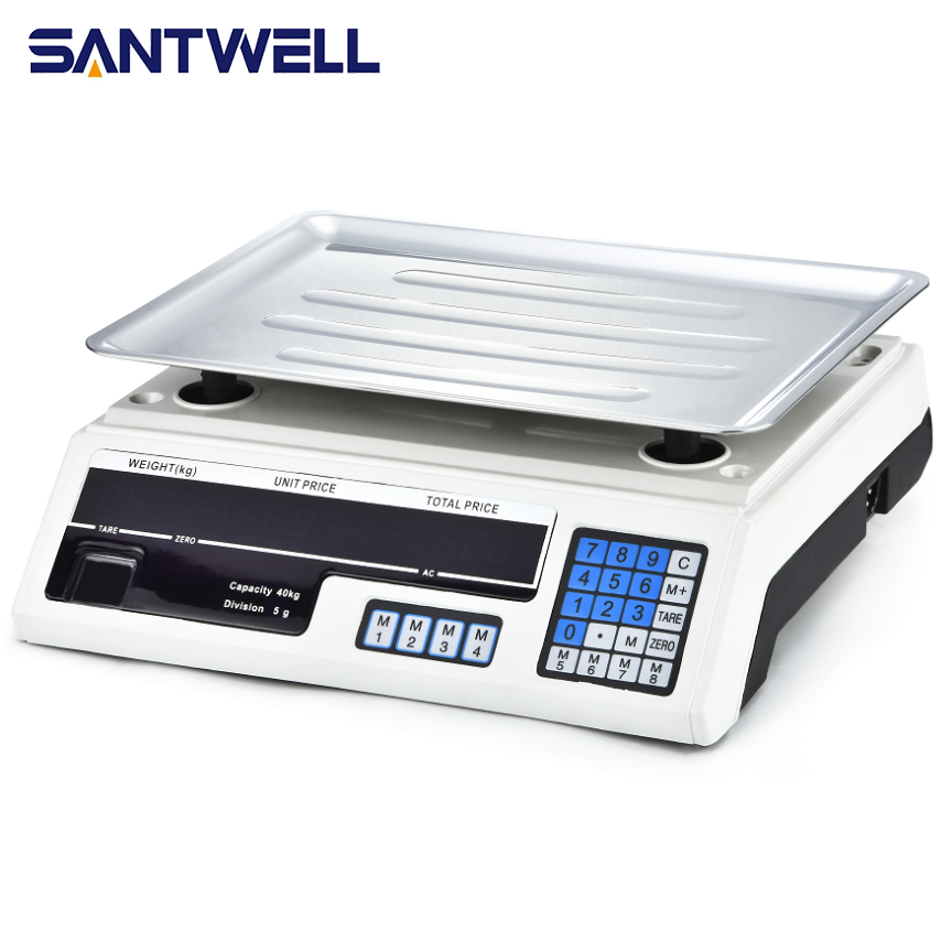SANTWELL - Material de acero inoxidable Batería recargable de alta precisión Escala de precio de pesaje digital Escala informática 9