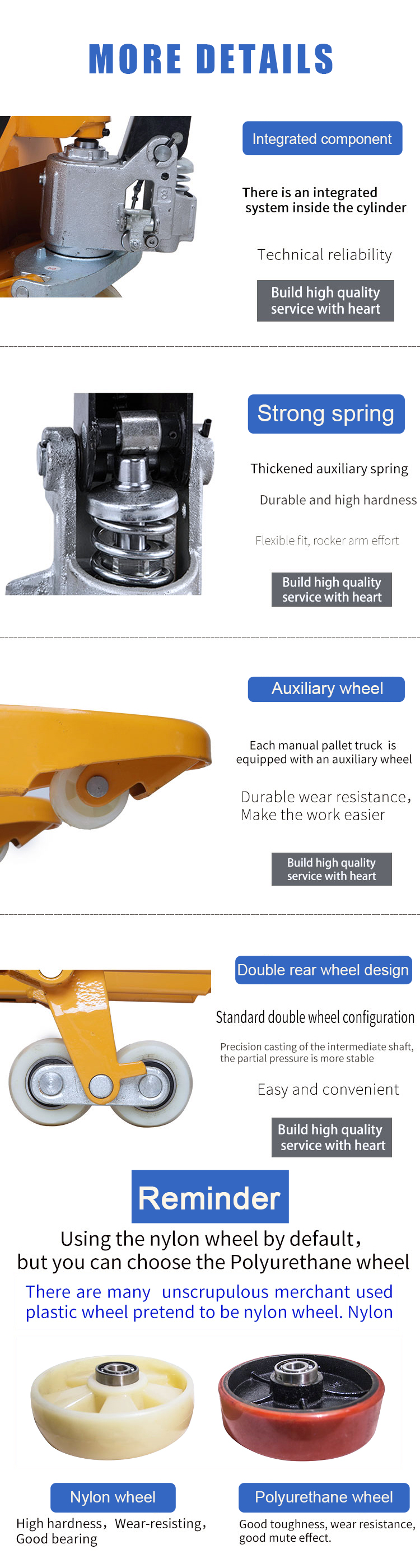 Santwell - Nylon manual o rueda de PU 1600*700*500 mm Hidráulico 6 ruedas de acero para carretilla elevadora elevadora eléctrica 11