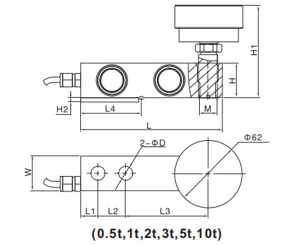 Santwell - Celular de carga de haz de cizallamiento de plataforma 2T 3T ALEAY ACERO PESO CALL DE CARA DE CARDIA DE CARDIA 100KG Célula para escala de piso 12