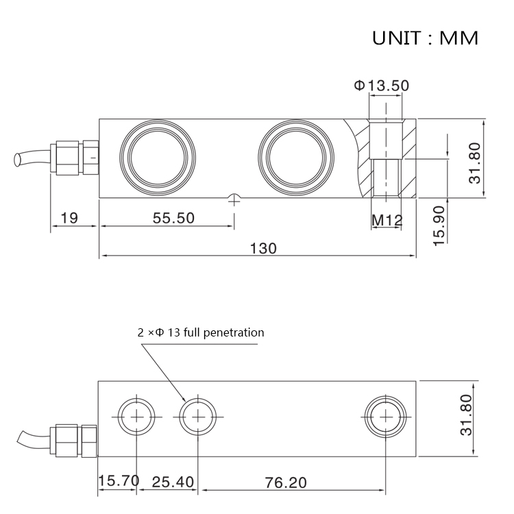 SANTWELL - 3T Cell Alera de aleación de acero de acero Viga de carga Sensores industriales utilizados para escamas de piso Escamas de tolva SQC -16 celda de carga de haz de cizallamiento único 11