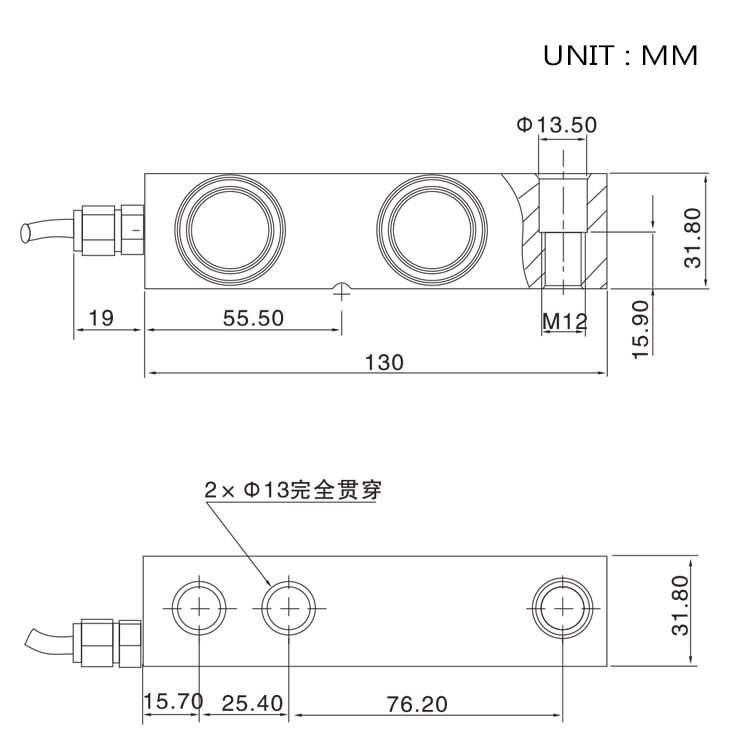 SANTWELL - 3000 kg de carga de carga de la carga de la celda de flexión de la celda de la carga del haz 3 toneladas para la escala de pesaje SQC -12 celda de carga de haz de cizallamiento único 6