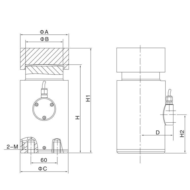 Santwell - CMT -1 30 ~ 50T/100T/200T/300T 24 V Sensor de fuerza de compresión hidráulica 300T Celular de carga de carga de la columna Tipo de carga Celular 9