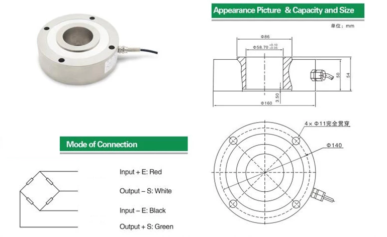 Santwell - Sensor de pesaje Tipo de bola de carga Portelador de celda de 20 toneladas a través de la celda de carga de la carga para arrastre de carga celda de carga 6