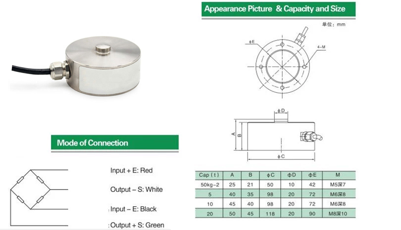 SANTWELL - Sensor de pesaje de células de carga de compresión de 5T Sensor de celda de células de micro de carga 200 kg Micro sensor Micro sensor 6