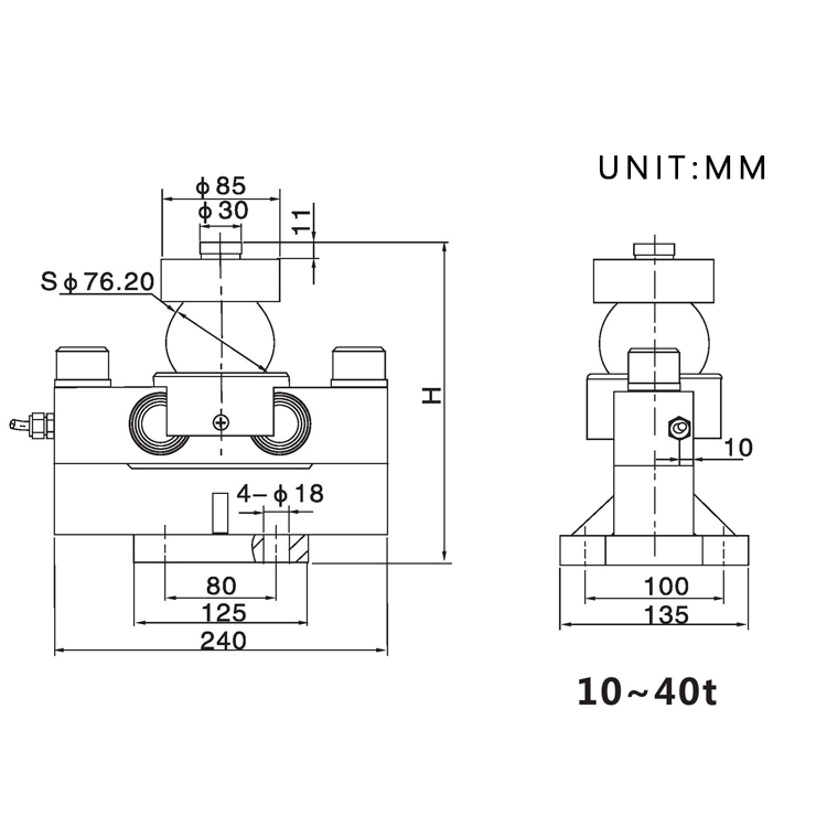 SANTWELL - QSG Golden Slate Doble finalización de carga de cizallamiento Sensor de peso de la escala de camión de doble extremo para camiones para camiones Campaña para escala de camiones 12