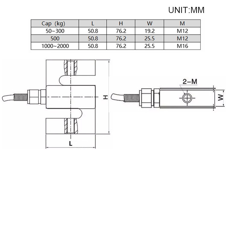 Santwell-AST02 0.05 ~ 2 T IP67 IP68 Celda de carga de tipo S 5 toneladas para escalas de una sola pista S Type Load Cell 11