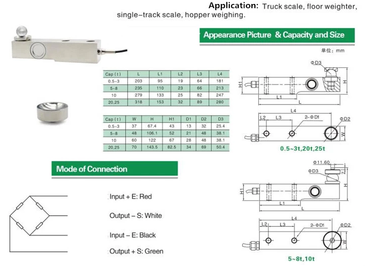 Santwell - Sensor de escamas de tolva Piso de pesaje INDICADOR Célula de carga 300 kg 500 kg 1000 kg 10 toneladas Celular de carga Celillas de peso SB -B Single -Weam Cell Cell Cell Cell Cell 9