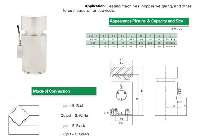 Santwell: celda de carga de carga de compresión y tensión barata 300 toneladas de celda de carga portátil para tolva de tolva CMT -1 Tipo de columna Celular de carga 8