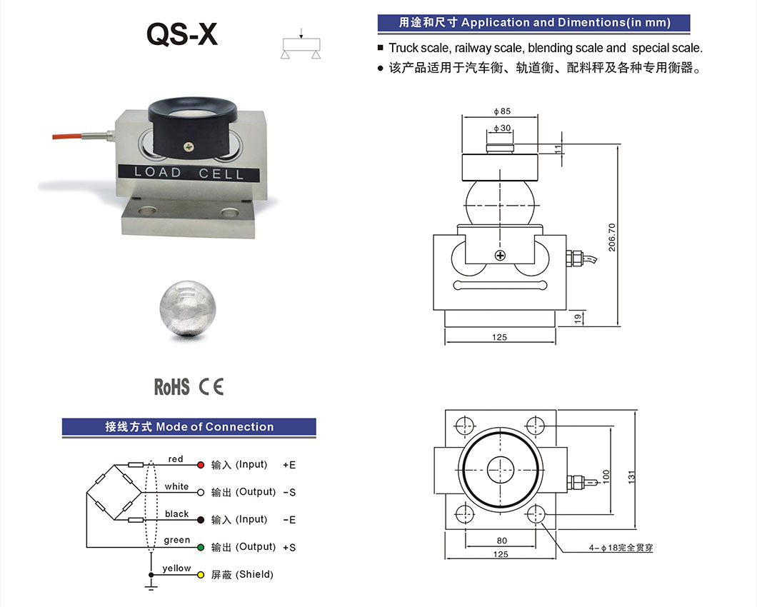 QS-X PESO 10-30T El sensor de cizallamiento de doble extremo escala de carga Celular de carga Santwell 11