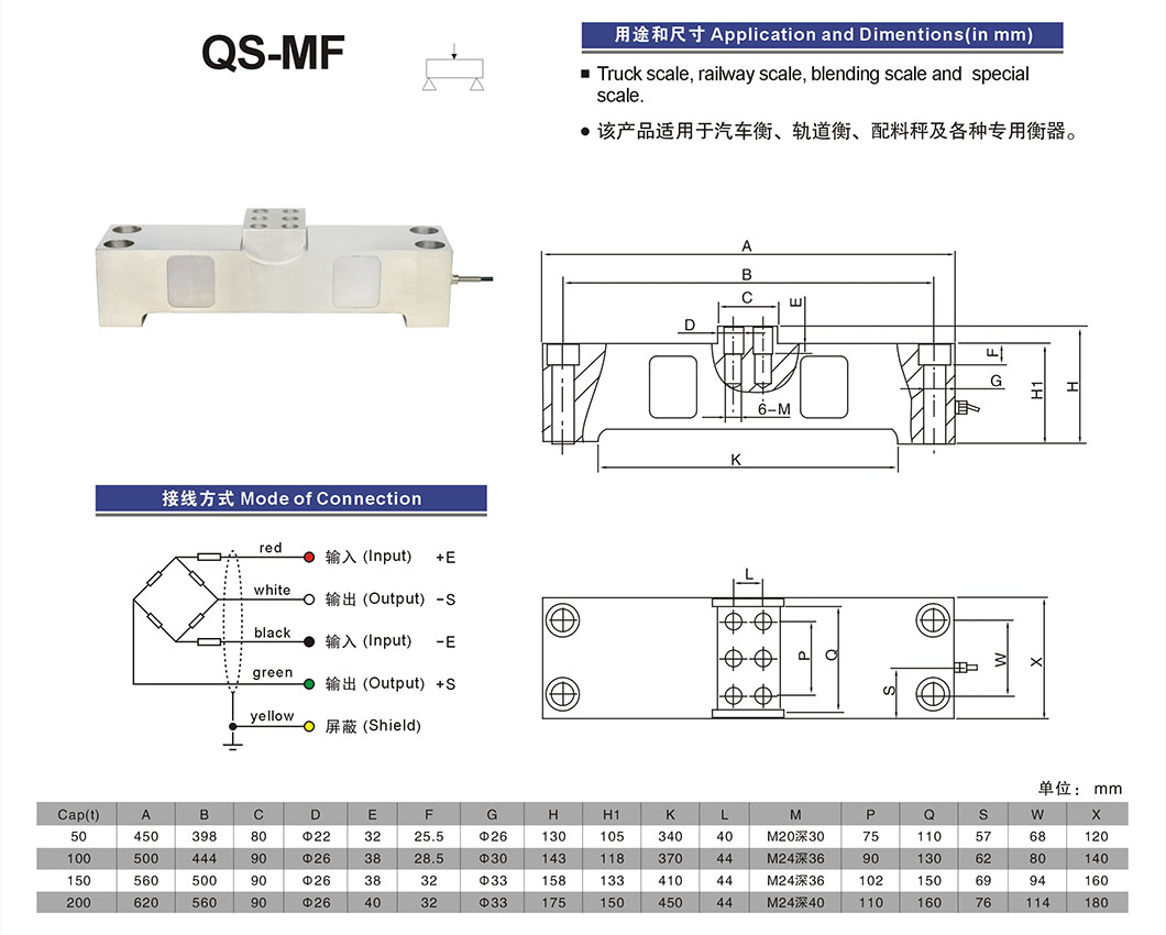 Escalas de mezcla QS-MF Celular de carga de haz de doble cizallamiento Santwell 12