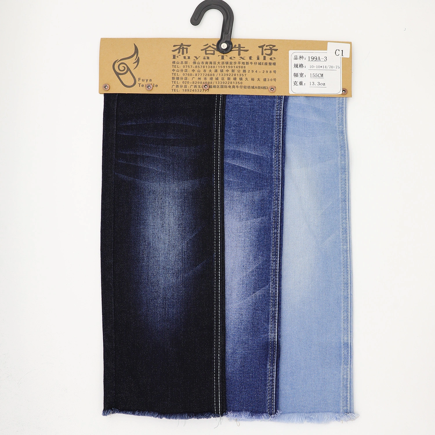 199A-3 65%Cotton 30%Poly  3%Viscose  2%Spandex high stretch denim fabric with good price 2