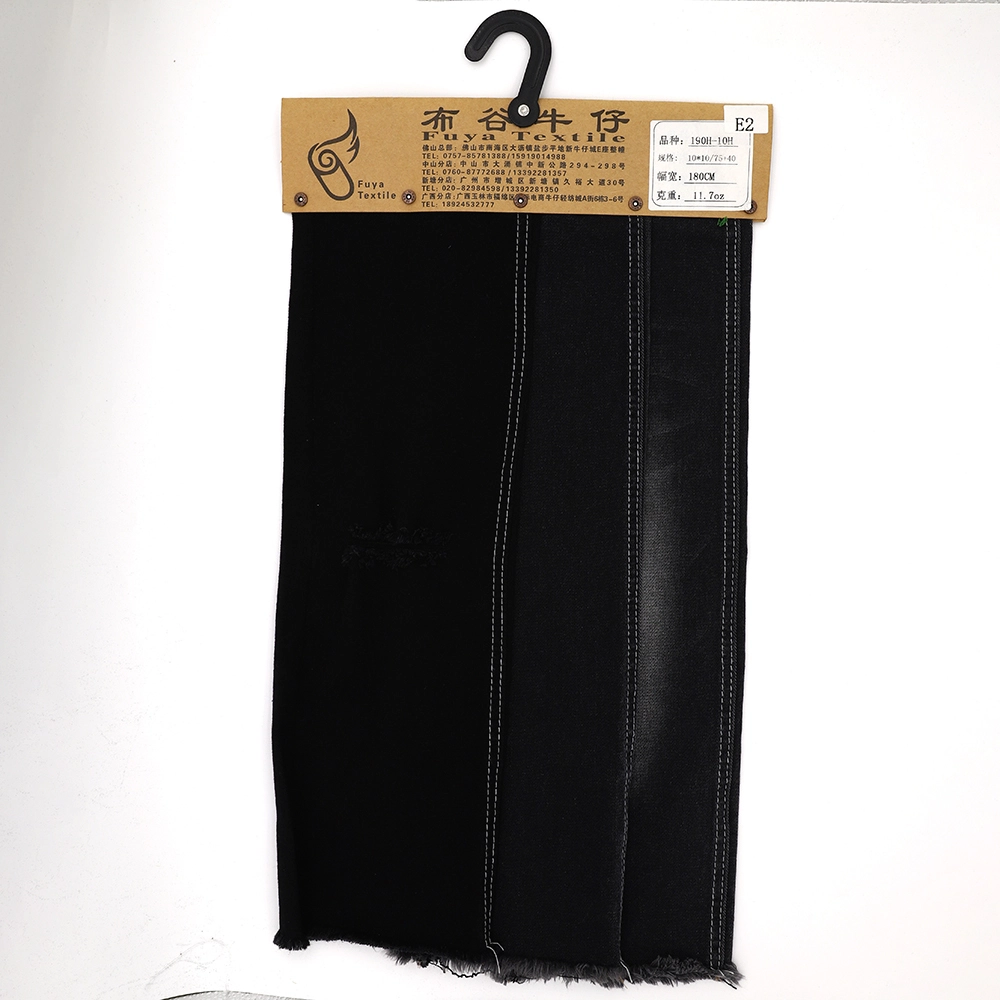190H-10H Black denim fabric mercerized meduim stretch 1