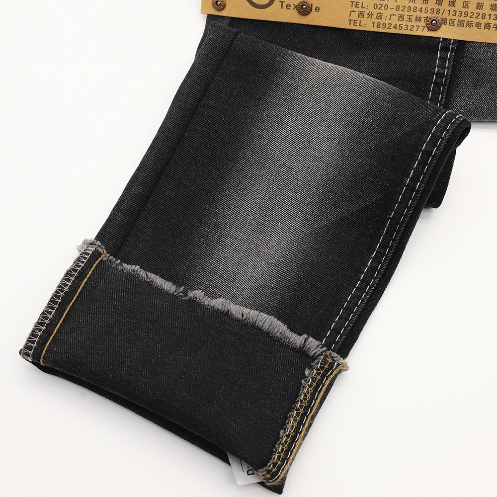 157B-3B  12.93OZ Mercerized black stretch denim fabric with  66%Cotton 32%Poly  2%Spandex 3