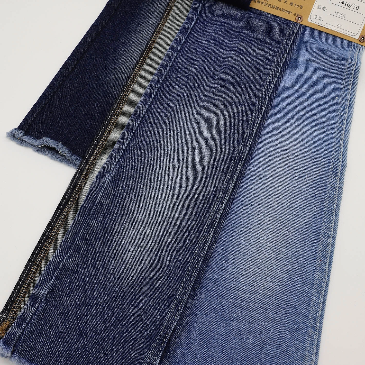 257A-13 Stretch & Slub denim fabric with 61%Cotton  30.5%Poly 7%Viscose 1.5%Spandex 5