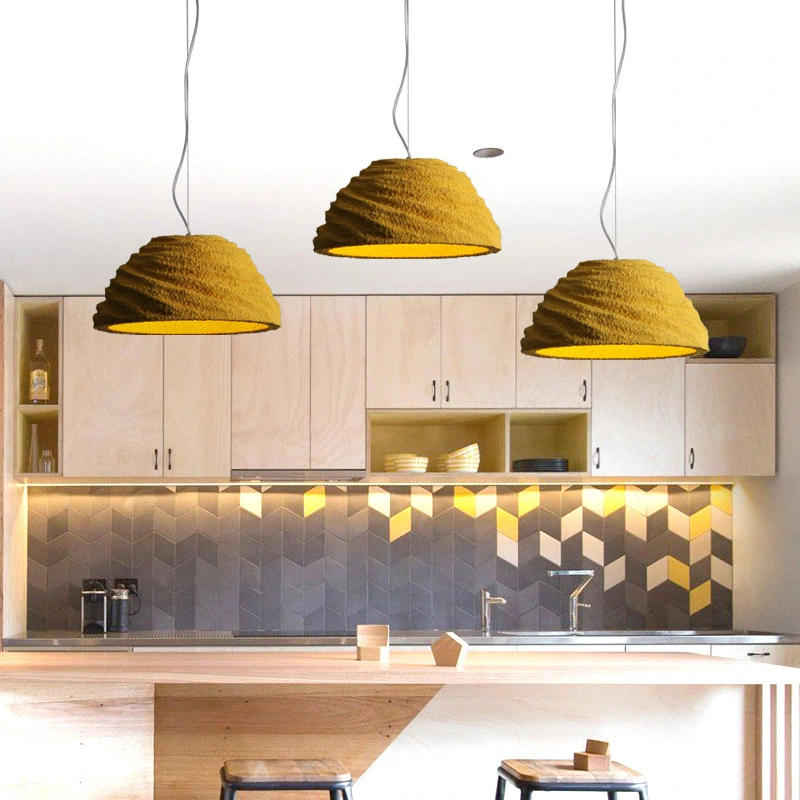 مصباح معلق عصري بسيط لغرفة المعيشة/غرفة الطعام بأسلوب وابي سابي، بتصميم فني يشبه الإسمنت. 1