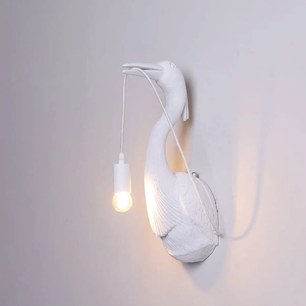 Настенный светильник «Белый журавль» из смолы, скульптурная лампа. 1