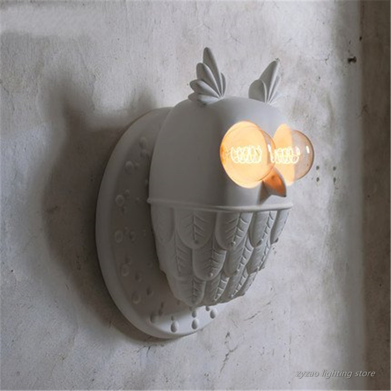 Lámpara de pared creativa de resina con forma de pájaro o de búho. 4