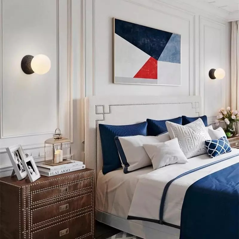 Resin Wall Lamp with Round White Glass Globe 1