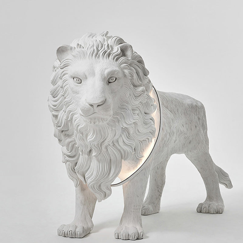 Lámpara de pie con forma de león, lámpara de pie con escultura animal de FRP con LED incorporado, decoración de arte moderno para sala de estar, vestíbulo de hotel, espacio comercial - 1777445328209825 6