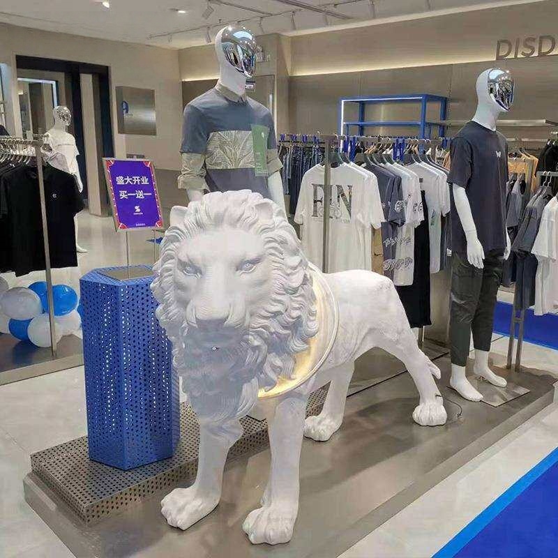 Lámpara de pie con forma de león, lámpara de pie con escultura animal de FRP con LED incorporado, decoración de arte moderno para sala de estar, vestíbulo de hotel, espacio comercial - 1777445328209825 4