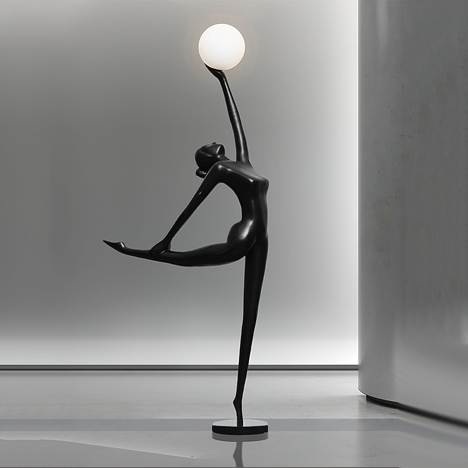 Lampadaire Ballerine, sculpture moderne de danseuse de ballet avec globe en verre, éclairage d'ambiance décoratif pour salon, hall d'entrée, studio 1