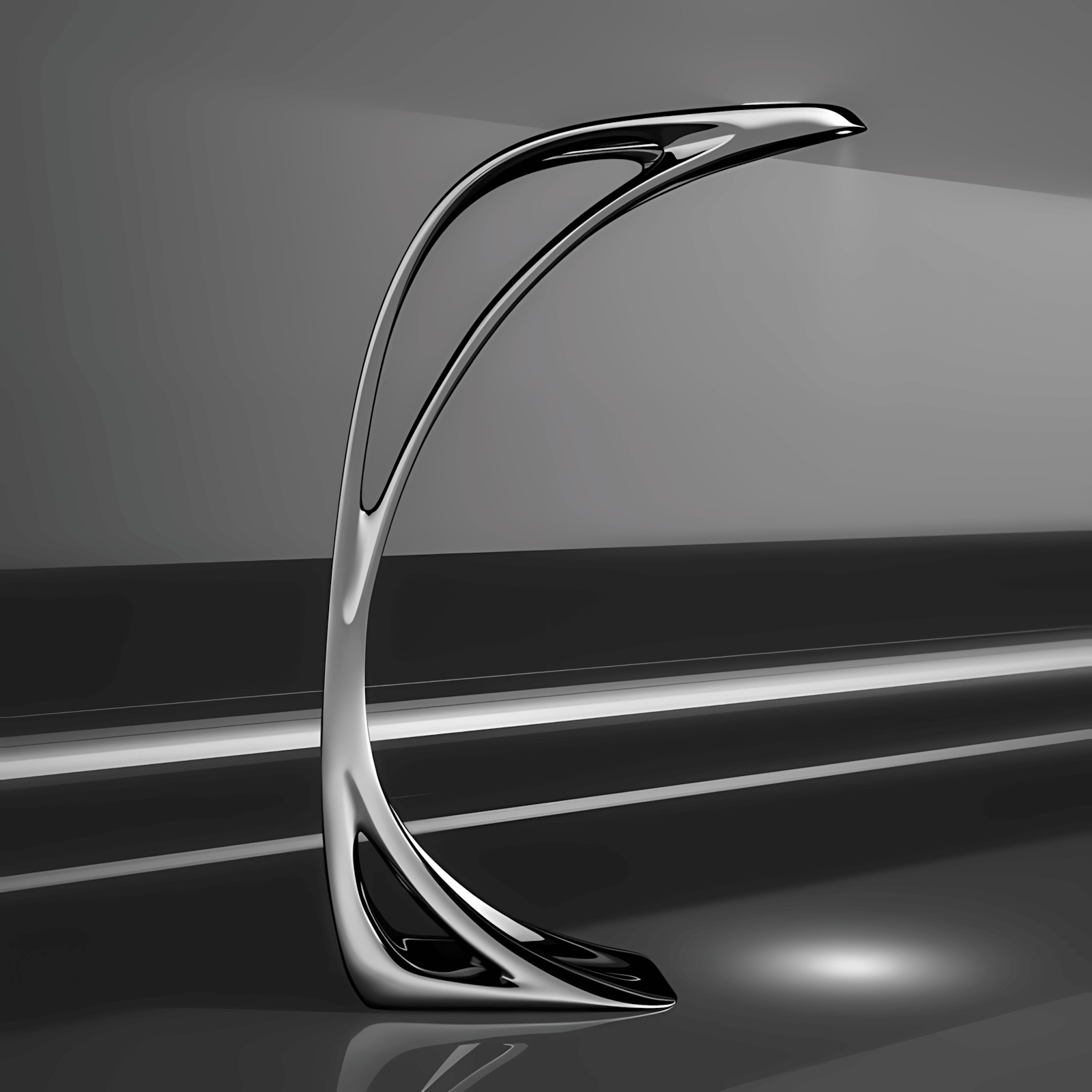 Contemporary Abstract Floor Lamp, Polished Chrome Sculpture Art Light 1