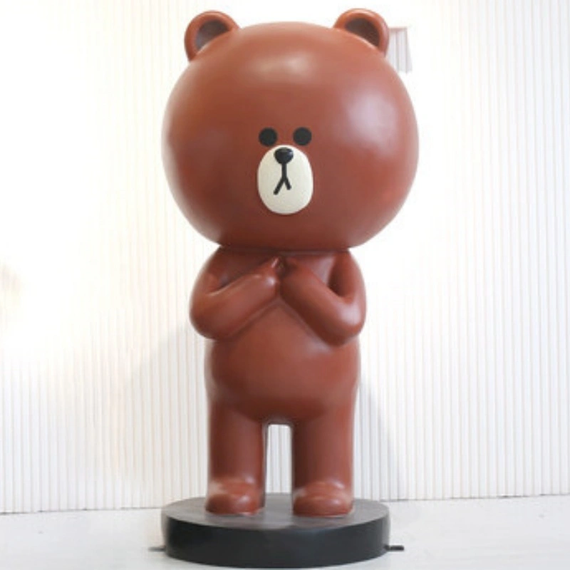'LINE FRIENDS'  Brown Bear Fiberglass Statue - Cute Cartoon Character Sculpture for Mall/Store/Home Decor 1
