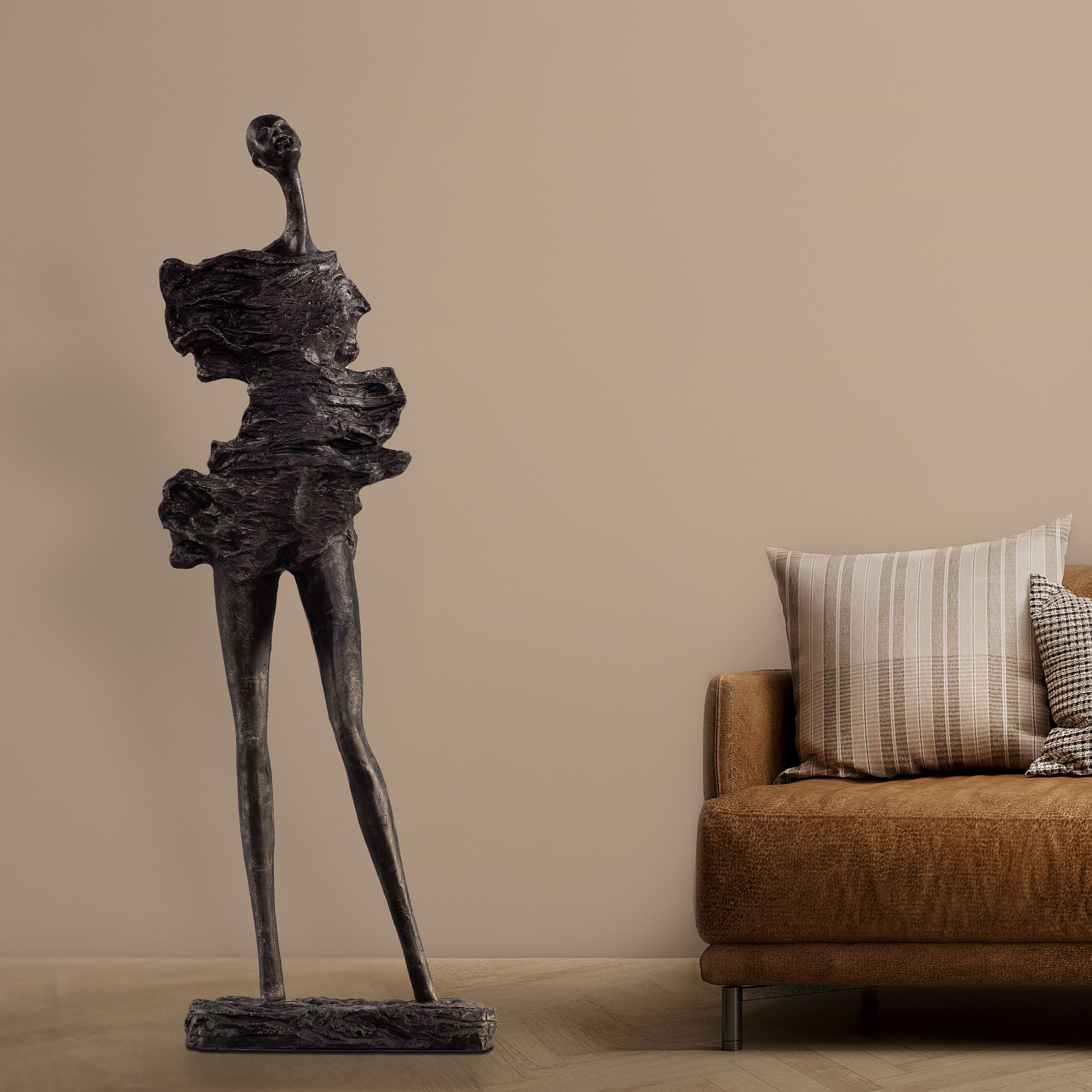 Abstract Resilient Woman Sculpture Floor Statue, Large Surrealist Textured Standing Figure, Modern Art Decor for Hotel Lobby, Exhibition Hall & Commercial Spaces 1