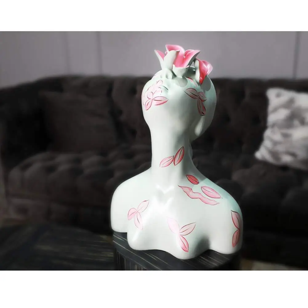 تمثال نصفي لإلهة الزهور من الراتنج، تمثال أنثوي مطلي برسومات تجريدية، ديكور فني حديث لقاعات العرض وواجهات المحلات وغرف المعيشة 1