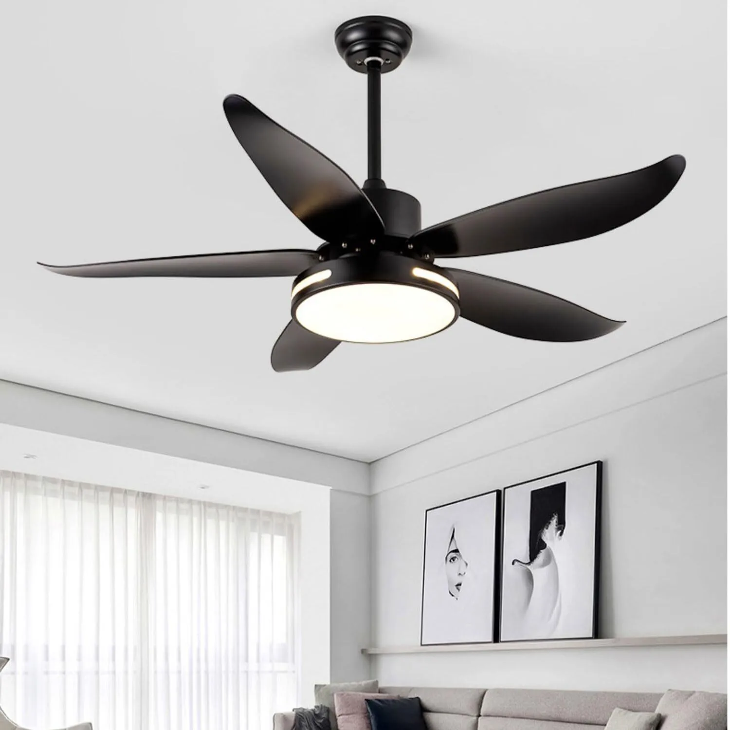 Mute DC Ceiling Fan with Light, Low Profile LED Ceiling Fan with Remote Control, Indoor/Outdoor Ceiling Fan Light for Living Room Bedroom Patio 1