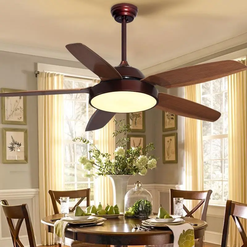 Ventilador de techo estilo campestre americano con luz, 5 aspas, silencioso, reversible y con lámpara, ideal para interiores rústicos y tradicionales. 1