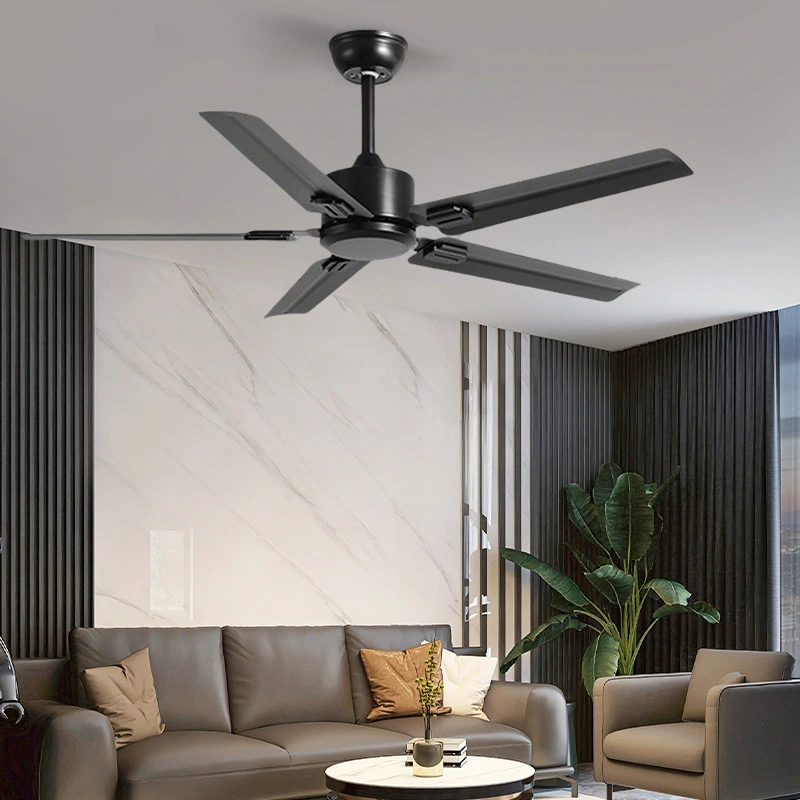 Ventilador de techo de 5 aspas, silencioso, reversible, con acabado en negro mate y varilla ajustable para adaptarse a diferentes alturas de techo. 1