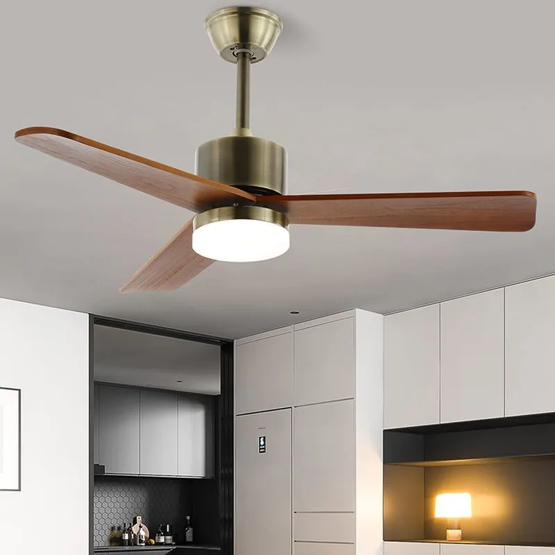 Ventilador de techo de 3 aspas de madera natural con luz - Ventilador reversible silencioso para hogares modernos y rústicos. 1
