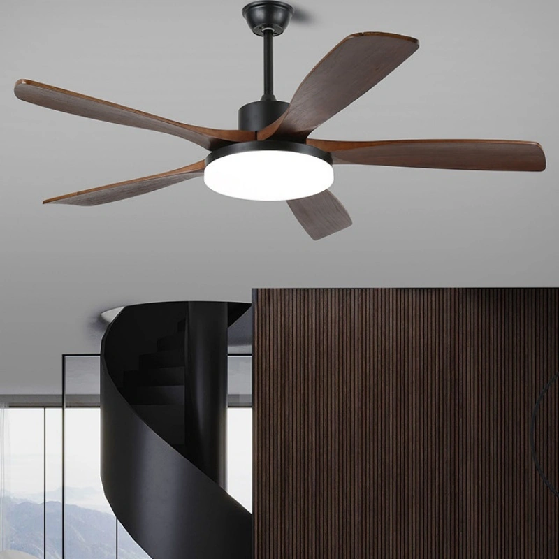 5-Blade Natural Wood Ceiling Fan with Light - 35cm LED Panel, 30W×2 Light Source, Quiet DC Motor, Black Housing for Living Room, Bedroom & Rustic Home 1